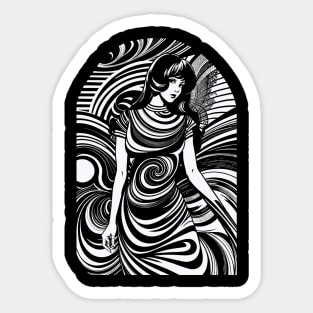 Spiral Fashion Girl 50s 60s Sticker